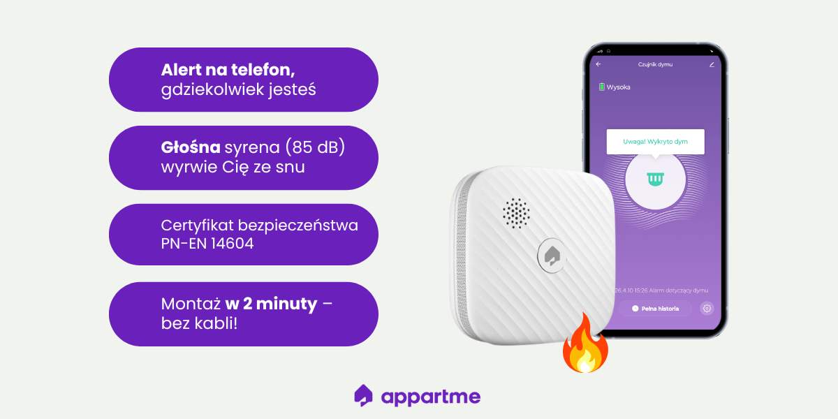 czujnik dymu appartme powiadomienie